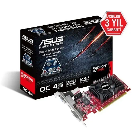 Asus R7240-OC-4GD3-L AMD Radeon R7 240 4GB DDR3 128Bit DX11.2 Ekran Kartı