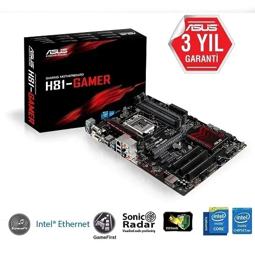 Asus H81-Gamer S+V+Glan+ Hdmı 1150p 16x Anakart 