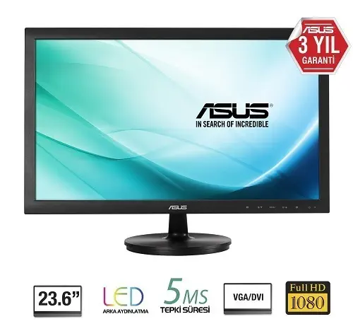 Asus VS247HR 23.6″ 2ms (Analog+DVI+HDMI) Full HD Led (Gaming) Oyuncu Monitör