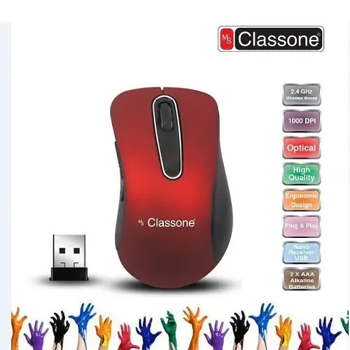 Classone C101 Kablosuz Mouse USB Kırmızı