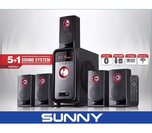 Sunny SN3SS21 Bluetooth 5+1 Radyo /USB/SD/MMC Kart Okuyucu Ses Sistemi