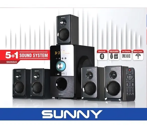 Sunny SN3SS22 Bluetooth 5+1 Radyo /USB/SD/MMC Kart Okuyucu Ses Sistemi