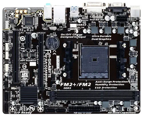Gigabyte F2A68HM-DS2 AMD A68H Soket FM2+ DDR3 2400MHz (OC) mATX Anakart