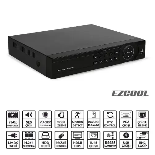Ezcool EZ-4104 4 Kanal 4 Ses AHD DVR Kayıt Cihazı