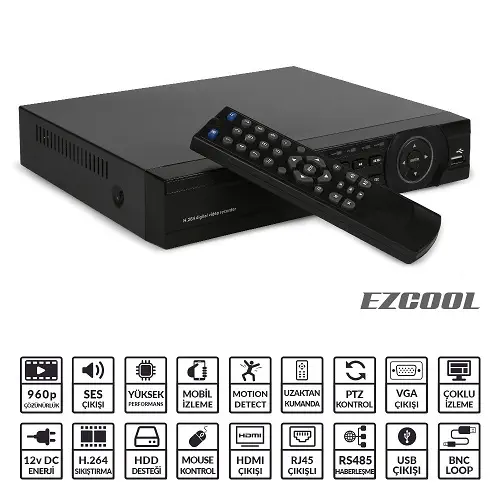 Ezcool EZ-4104 4 Kanal 4 Ses AHD DVR Kayıt Cihazı