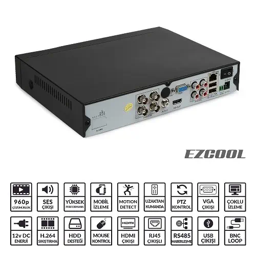 Ezcool EZ-4104 4 Kanal 4 Ses AHD DVR Kayıt Cihazı