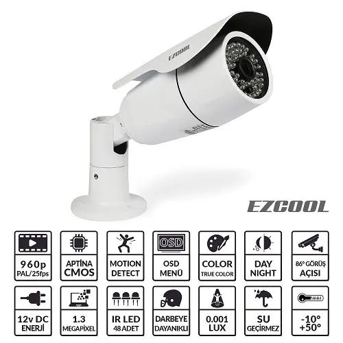 Ezcool EZ-4813 1,3MP 3,6MM (3MP) 48 LED AHD OSD Kamera