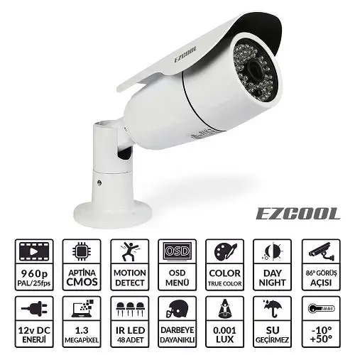 Ezcool EZ-4813 1,3MP 3,6MM (3MP) 48 LED AHD OSD Kamera
