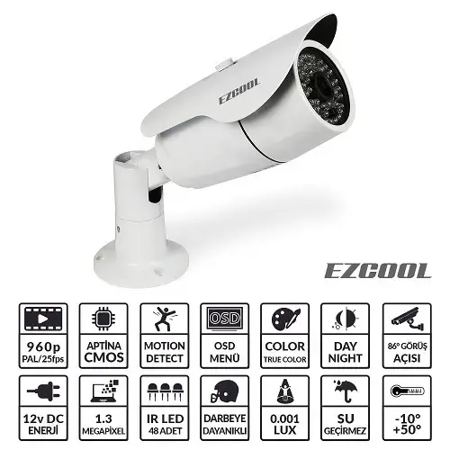 Ezcool EZ-4813 1,3MP 3,6MM (3MP) 48 LED AHD OSD Kamera