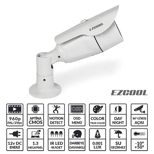 Ezcool EZ-4813 1,3MP 3,6MM (3MP) 48 LED AHD OSD Kamera