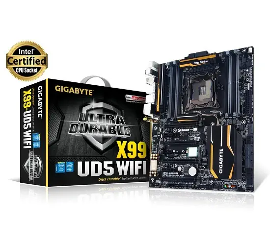 Gigabyte GA-X99-UD5 WIFI Intel X99 Exp. DDR4 3333MHz(O.C.) Sata 3 M.2 USB 3.0 Wifi+BT E-ATX Anakart
