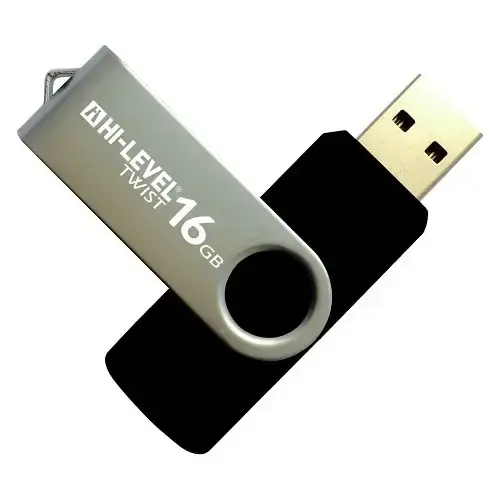 Hi-Level 16 GB 2.0 Twist Series Siyah USB Bellek