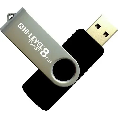 Hi-Level 8 GB 2.0 Twist Series Siyah USB Bellek