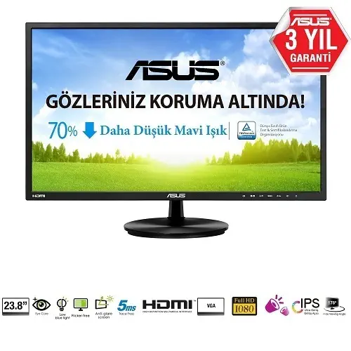Asus VN248HA 5Ms Vga/2xHdmı 23.8″ Led Monitör