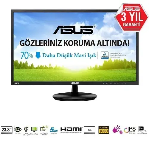 Asus VN248HA 5Ms Vga/2xHdmı 23.8″ Led Monitör