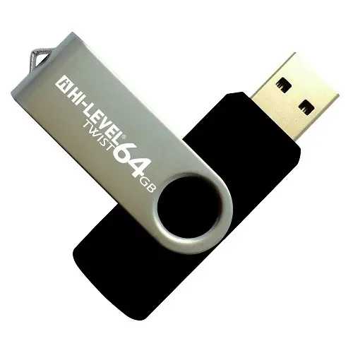Hi-Level 64 GB Usb 2.0 Twist Siyah Bellek