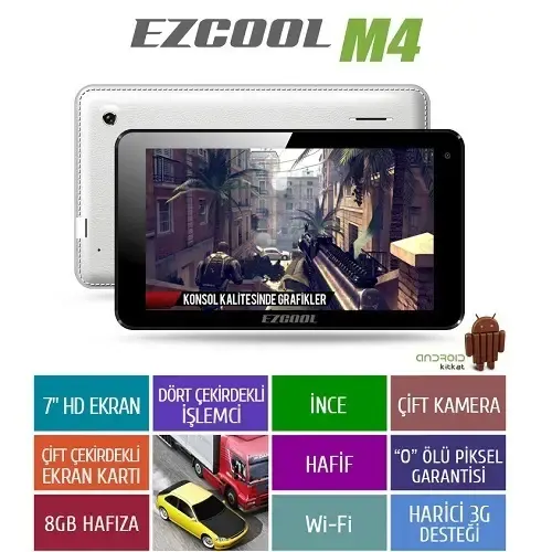 Ezcool M4 8GB Quad Core 7″ HD Beyaz Tablet