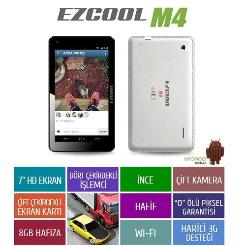 Ezcool M4 8GB Quad Core 7″ HD Beyaz Tablet