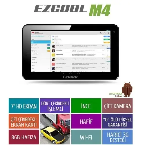 Ezcool M4 8GB Quad Core 7″ HD Beyaz Tablet