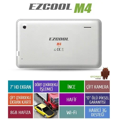 Ezcool M4 8GB Quad Core 7″ HD Beyaz Tablet
