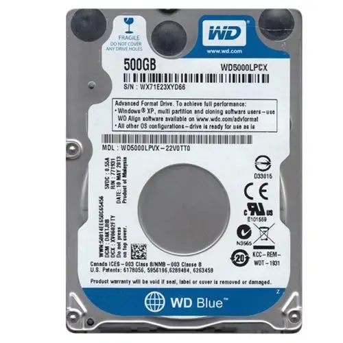 WD Blue WD5000LPCX 500GB 2.5″ SATA3 5400 RPM 16MB Notebook Harddisk