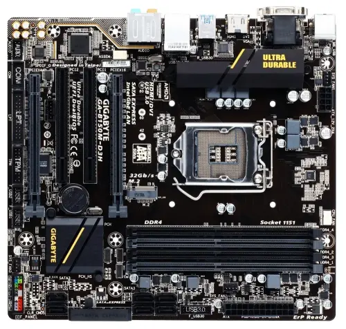 Gigabyte B150M-D3H Intel B150 Express Soket LGA1151 DDR4 2133MHz Sata 3 M.2  USB 3.0 Micro ATX Anakart