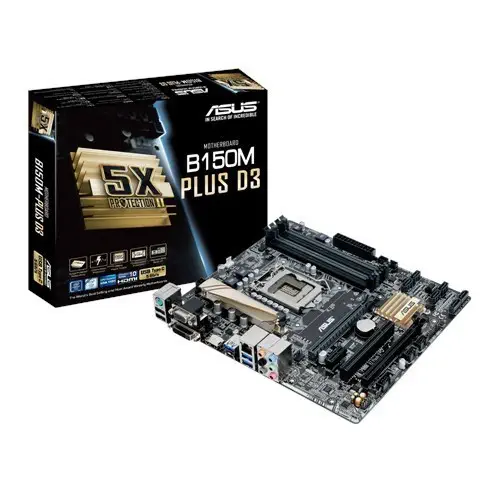 Asus B150M-PLUS D3 Intel B150 Soket 1151 DDR3 1866MHz(O.C.) Sata 3 USB 3.0 mATX Anakart