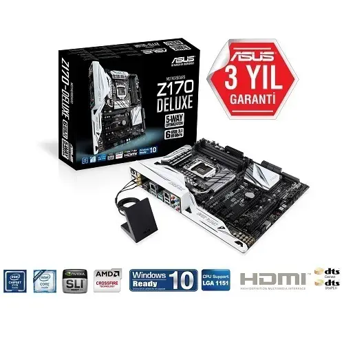 Asus Z170-Deluxe Soket 1151p DDR4 3733(O.C.)MHz ATX Gaming(Oyuncu) Anakart