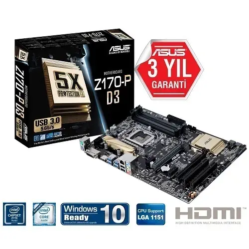 Asus Z170-P D3 DDR3 S+V+GLAN 16x 1151p