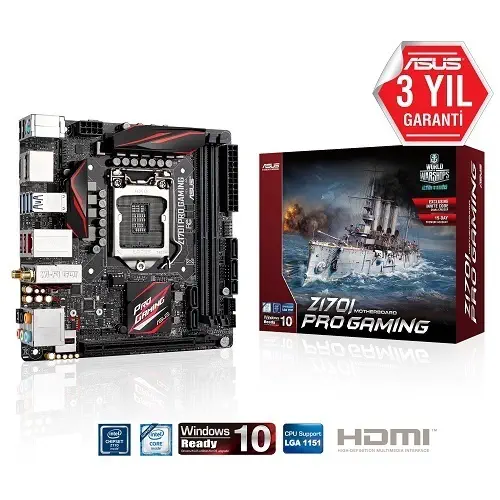 Asus Z170I PRO Gaming Intel Z170 3400MHz(OC) DDR4 Soket 1151 mITX Anakart