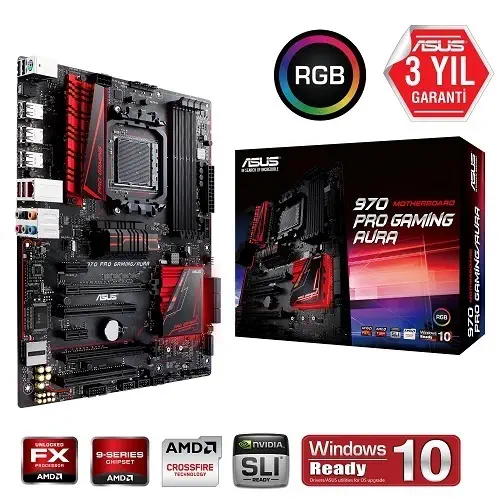 Asus 970 PRO Gaming/Aura AMD 970 2133MHz(O.C.) DDR3 Soket AM3+ ATX Anakart
