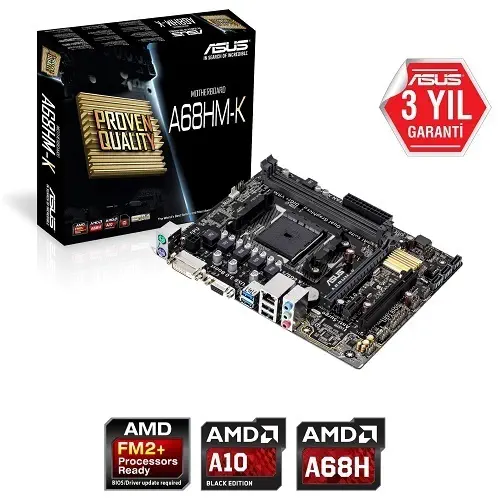 Asus A68HM-K AMD A68H Soket FM2+ DDR3 2400(O.C.)MHz mATX Anakart