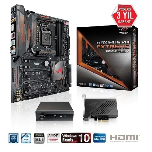 Asus MAXIMUS VIII Extreme/Assembly Intel Z170 Soket 1151 DDR4 3866MHz(O.C.) Sata 3 M.2  USB 3.1 E-ATX Anakart