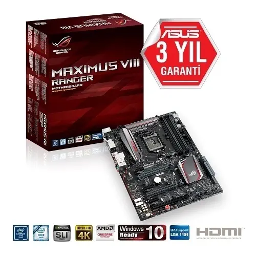 Asus MAXIMUS VIII RANGER Intel Z170 Soket LGA1151 DDR4 3400MHz(O.C.) Sata 3 M.2 USB 3.1 ATX Anakart