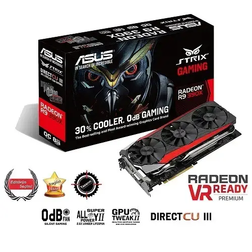 Asus Amd Radeon R9 390X STRIX GAMING 8GB 512Bit GDDR5 (DX12) PCI-E 3.0 Ekran Kartı (STRIX-R9390X-DC3OC-8GD5-GAMING)