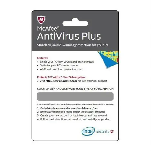 Intel Mcafee Antivirüs Plus 1Yıl Türkçe (CD Yok) Antivirüs Yazılımı