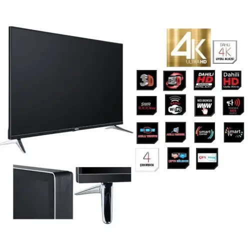 Vestel 43UA9400 43″ 109 Ekran Uydu Alıcılı 4K 3D UHD Smart Led Tv