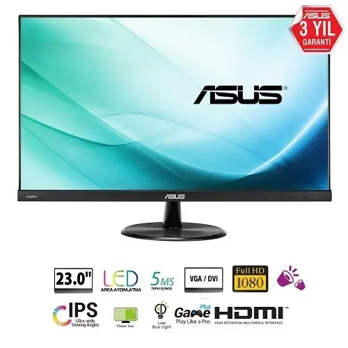 Asus VP239H 23″ 5ms (Analog+DVI-D+HDMI) Full HD Eyecare IPS Led Monitör