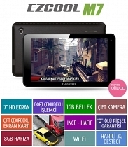 EZCOOL M7 1 GB 8GB QUAD CORE 7" HD SİYAH TABLET