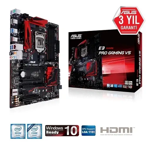 Asus E3 PRO GAMING V5 Intel C232 Soket 1151 DDR4 2133MHz ATX Anakart