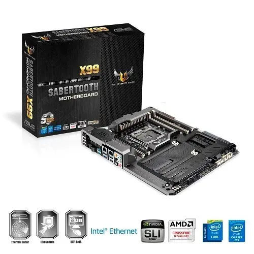Asus SABERTOOTH X99 Intel X99 Soket 2011-v3 DDR4 2400MHz Sata 3 M.2 USB 3.1 ATX Anakart