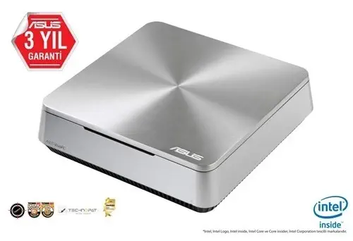 Asus VivoPC VM42-S105M Gümüş Celeron 2957U 1.4 GHz 4G 500G 3.5″ Freedos (KM YOK) 3YIL HDMI-DP-VGA-AC Wifi-BT-Speaker-VESA Mini Masaüstü Bilgisayar