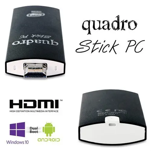 Quadro Stick PC Intel Atom Z3735F 1.33GHz / 1.83GHz 2GB 32GB SSD Stick Bilgisayar