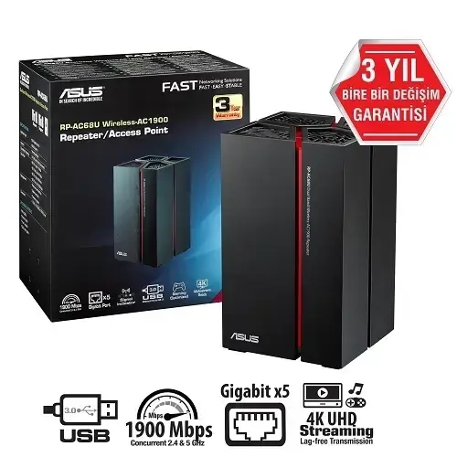 Asus RP-AC68U AC1900 USB Kablosuz Menzil Arttırıcı
