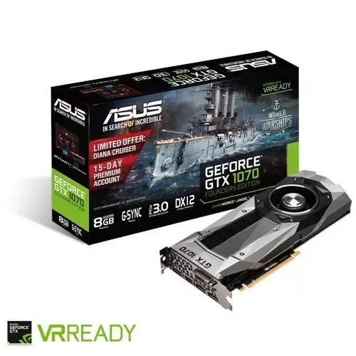 ASUS Nvidia GeForce GTX 1070 8GB GDDR5 256Bit PCI-E 3.0 Ekran Kartı GTX1070-8G