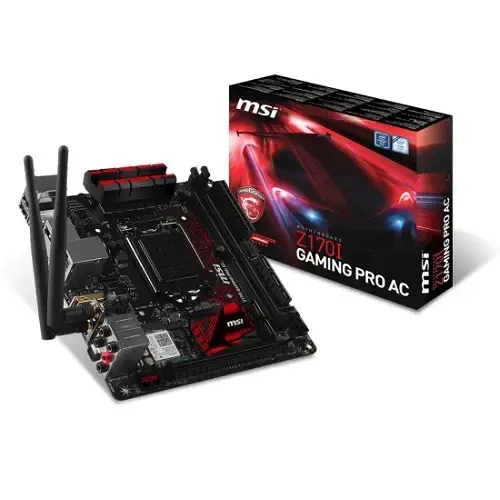 MSI Z170I GAMING PRO AC Intel Z170 Soket LGA1151 DDR4 3200MHz(OC) Sata 3 M.2 USB 3.1 Mini-ITX Gaming (Oyuncu) Anakart