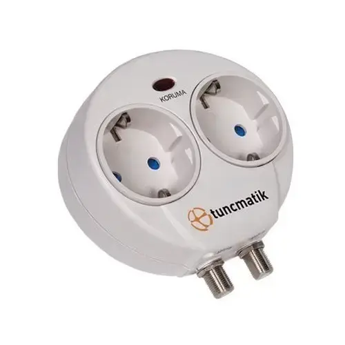 Tunçmatik TSK0758 Surge Protection Plug 576 Joule Rohs 2`li Beyaz Kablosuz Akım Koruyucu Priz