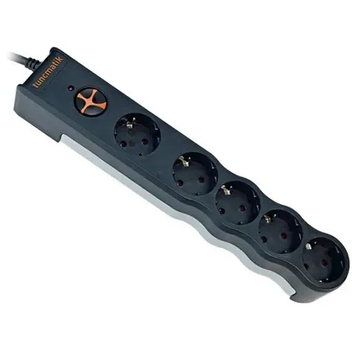 Tunçmatik TSK5096 Powersurge Protection Plug 350 joule 5`li Akım Koruyucu Priz (1,5M Kablo) Siyah