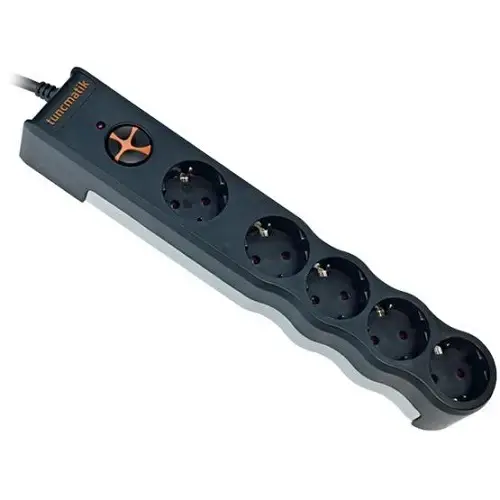 Tunçmatik TSK5096 Powersurge Protection Plug 350 joule 5`li Akım Koruyucu Priz (1,5M Kablo) Siyah