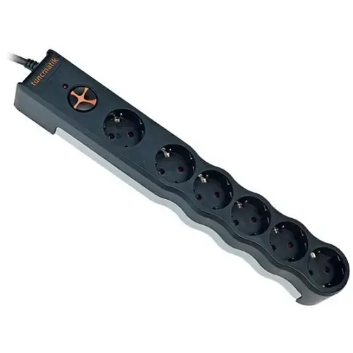 Tunçmatik TSK6058 Powersurge Protection Plug 350 joule 6`lı Akım Koruyucu Priz (3M Kablo) Siyah
